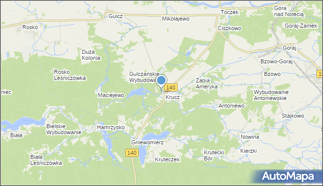 mapa Nadleśnictwo Krucz, Nadleśnictwo Krucz na mapie Targeo